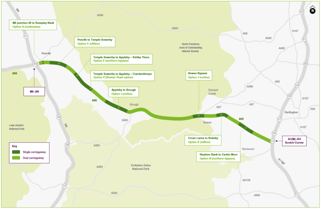 The A66 preferred route