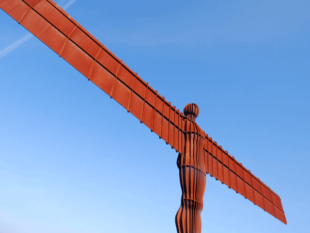 Angel of the North with blue sky