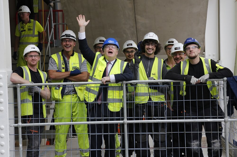 Boris with workers at Manchester Airport