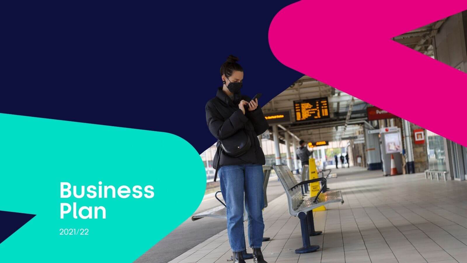Business Plan 21-22 masked female at train station