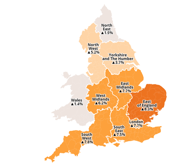 Population changes by region of the UK based on Census 2021 data