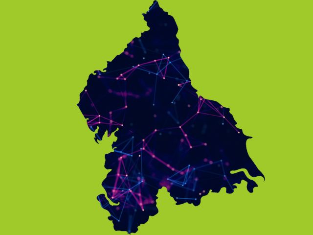 Map of the North of England with digital data