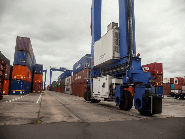 Containers and container crane at Immingham
