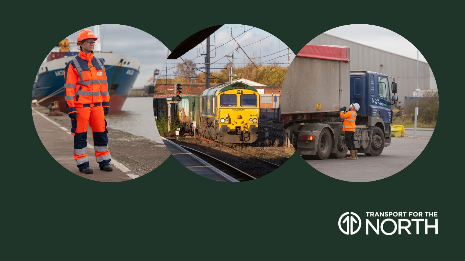 Hull Freight Terminal Worker, Freightliner train, lorry leaving depot