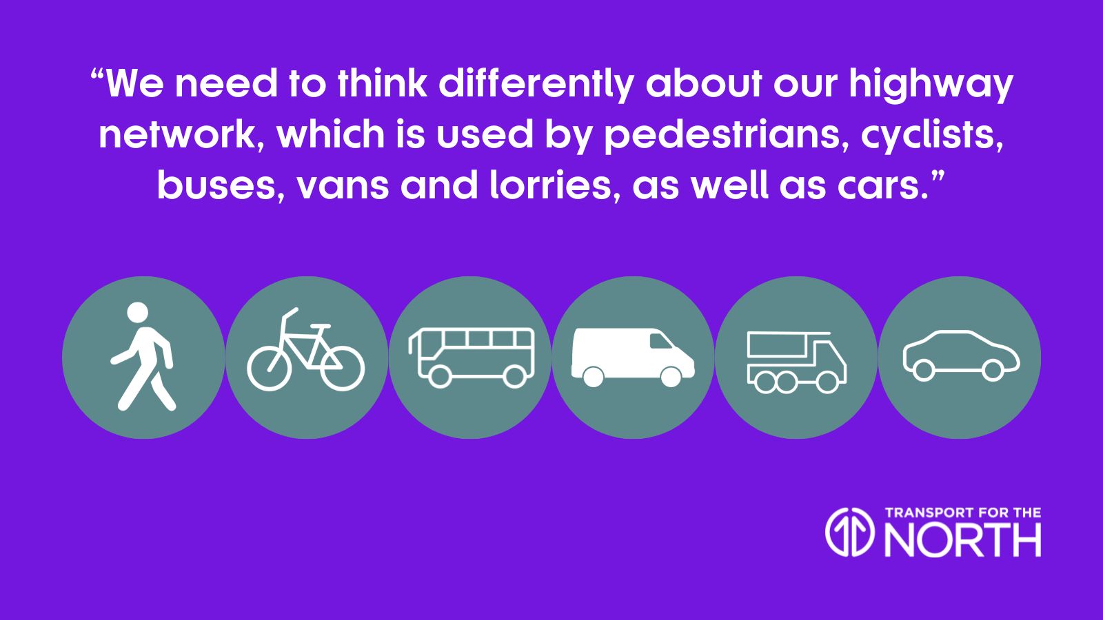 Icons for road transport and users along with quote