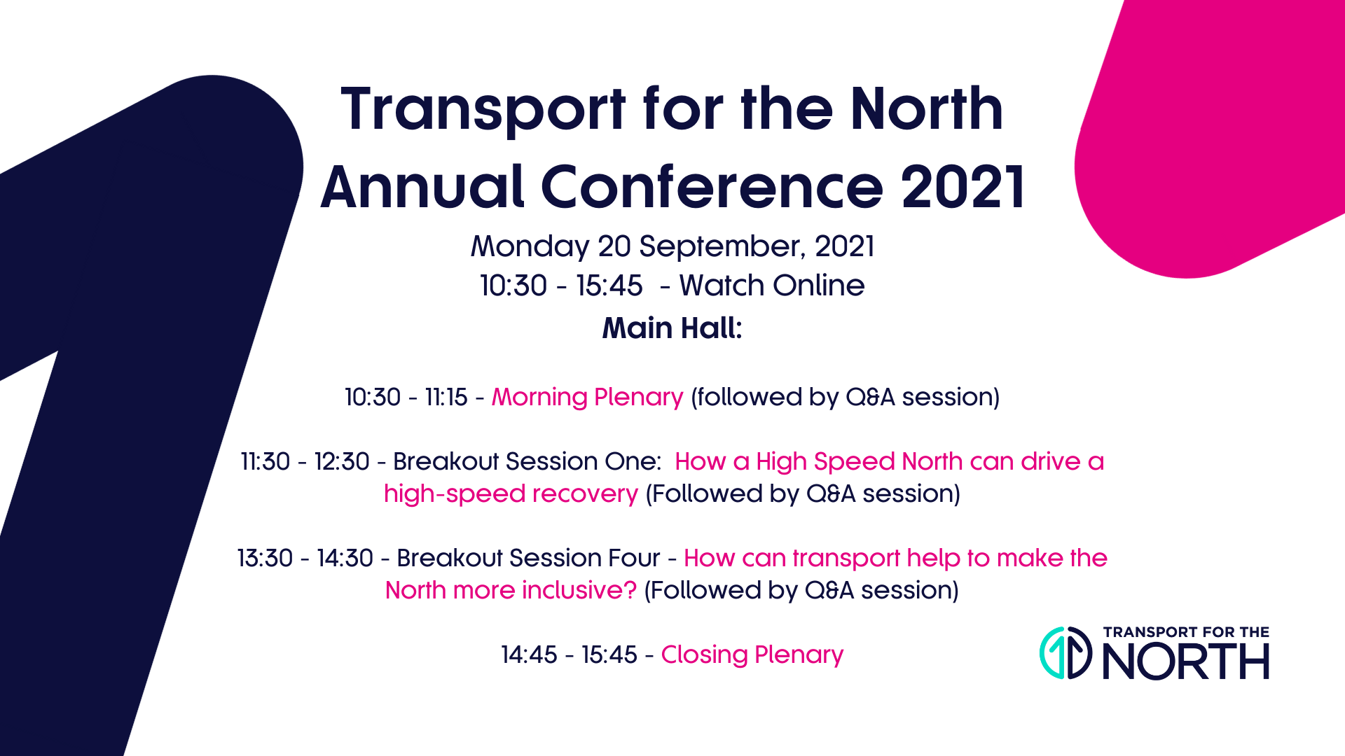 Transport for the North Annual Conference Watch all the sessions in