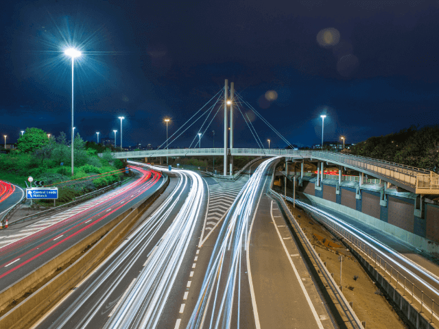 Leeds Motorway, inner ring road fast moving traffic at night