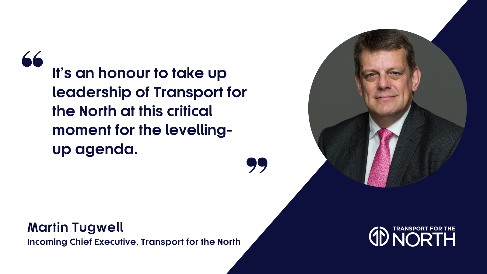 Comment by incoming Chief Executive of Transport for the North Martin Tugwell