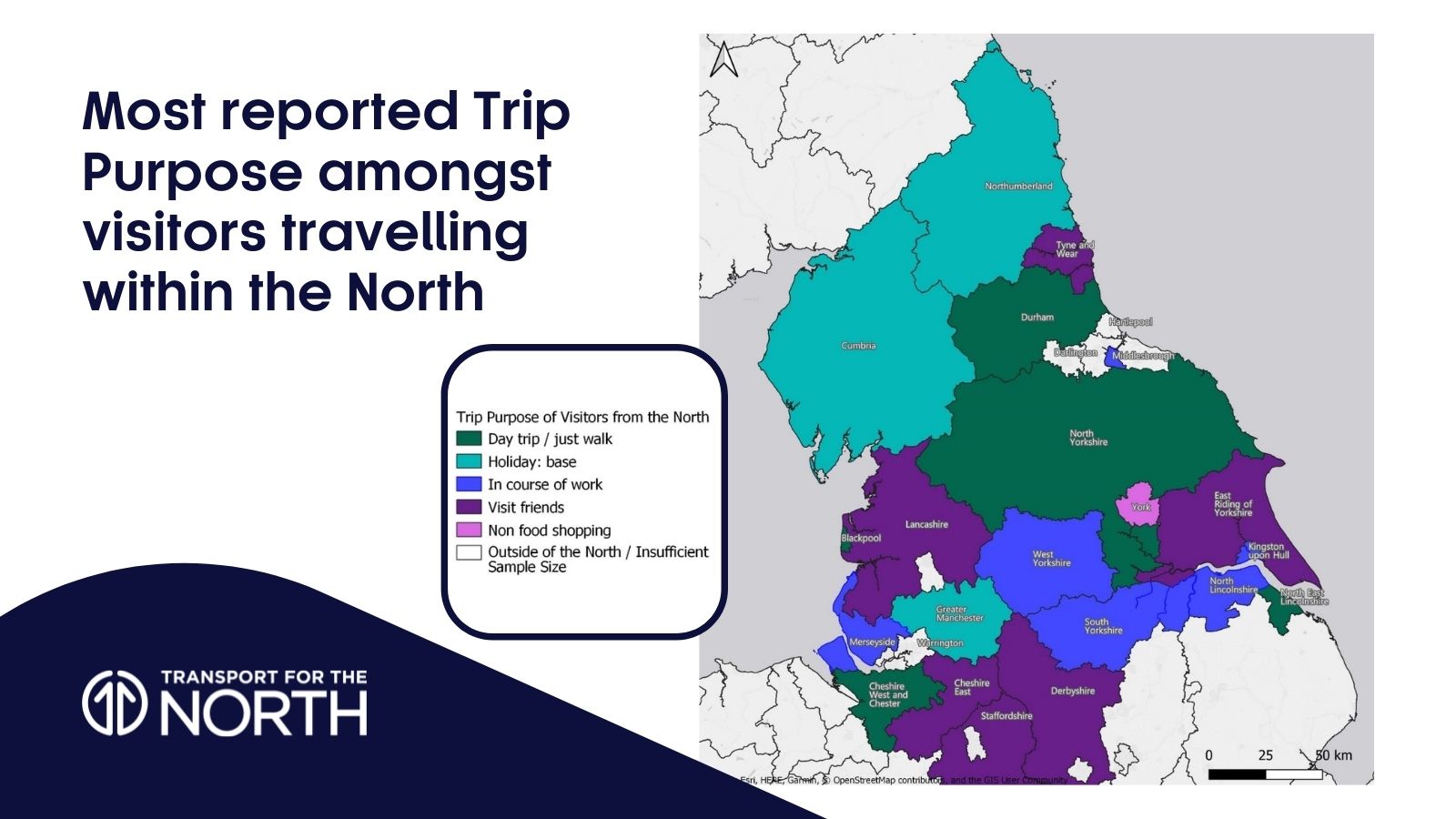 Most reported Trip Purpose amongst visitors travelling within the North