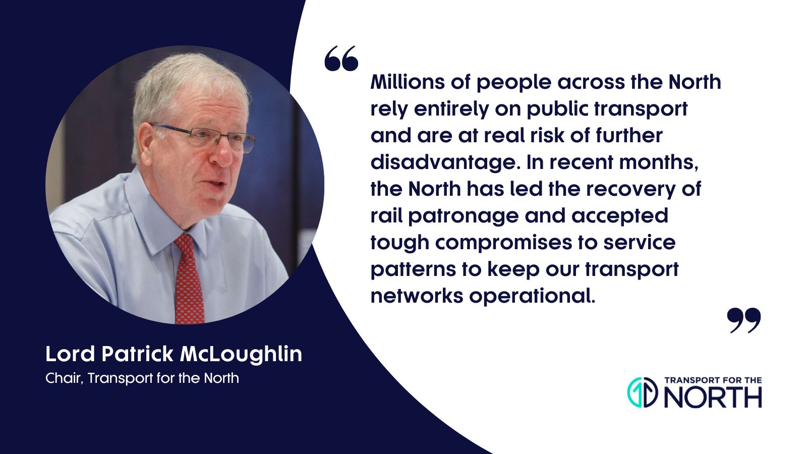 Lord McLoughlin, Chair of Transport for the North, letter to new PM