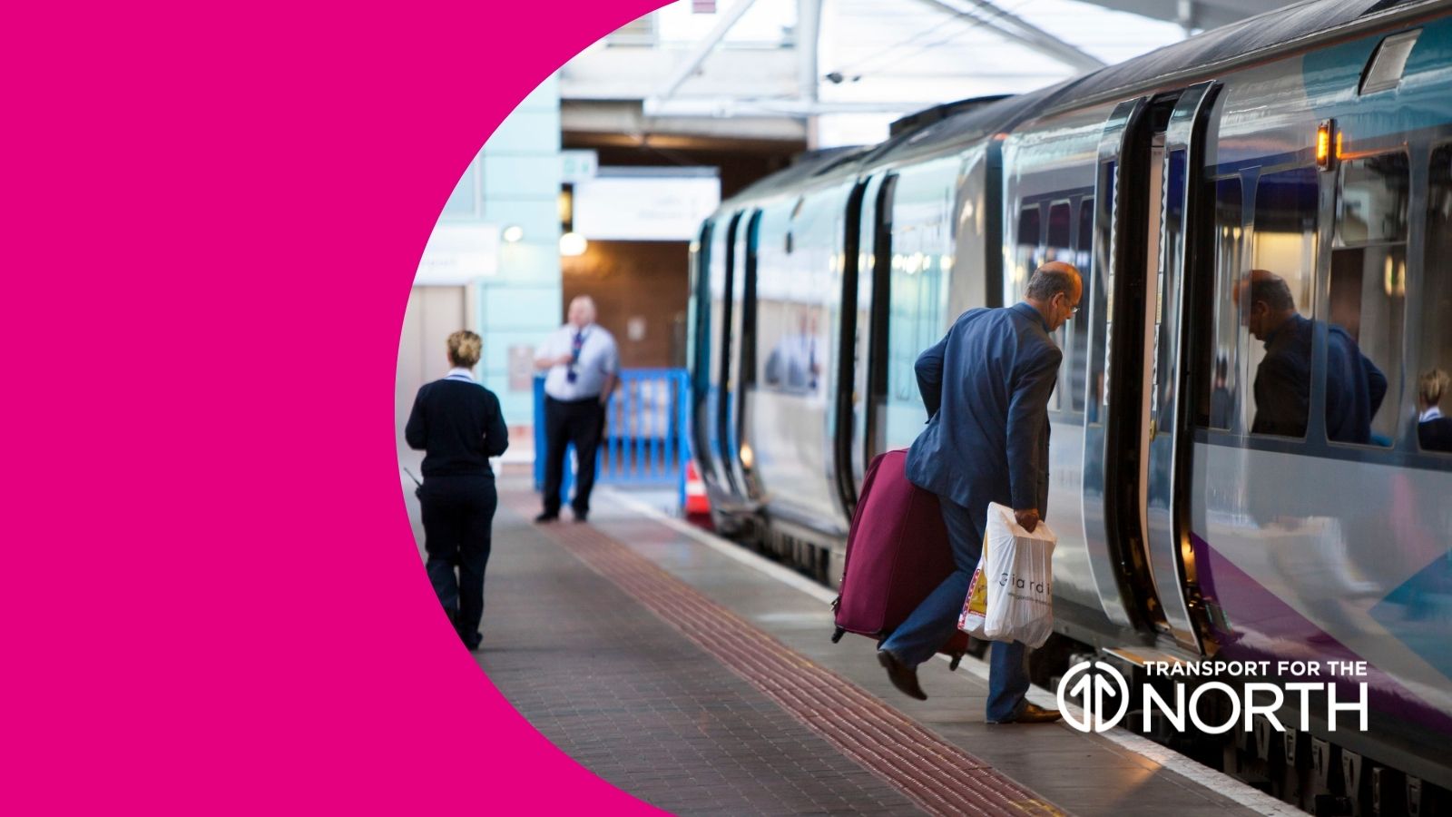 Man boards train at Manchester Airport Station