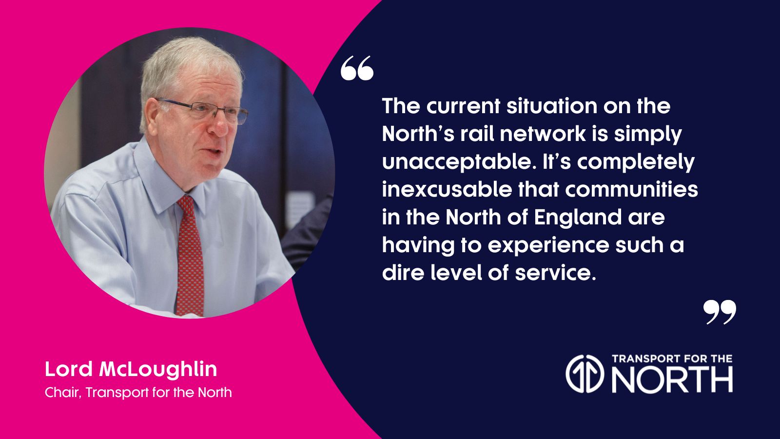 Lord McLoughlin: “The current situation on the North’s rail network is unacceptable”
