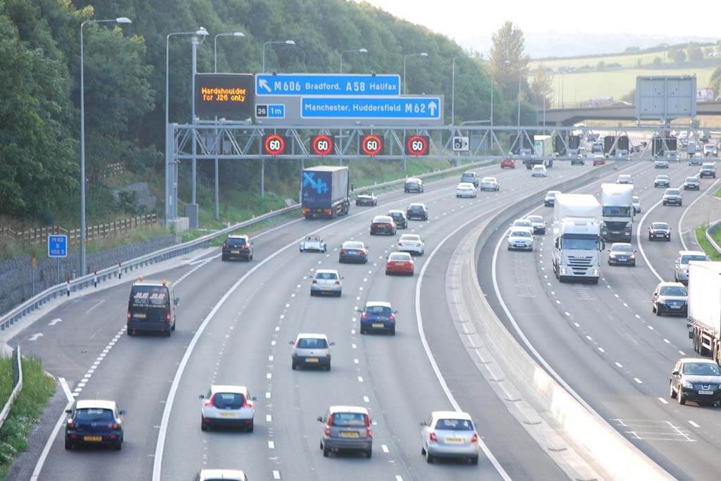 M62 heading towards Leeds in Yorkshire