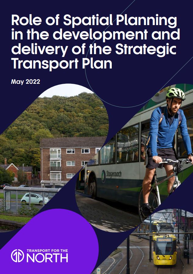 Spatial Planning cover, rural rad, cyclist with bus and tram