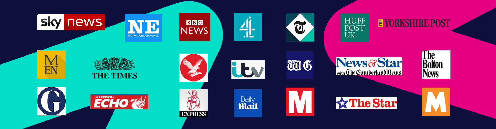 media banner with icons of various media outlets